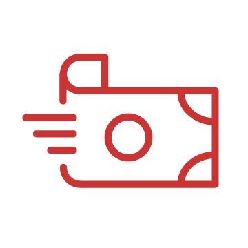 Ikon af en pengeseddel der flyver ind fra venstre